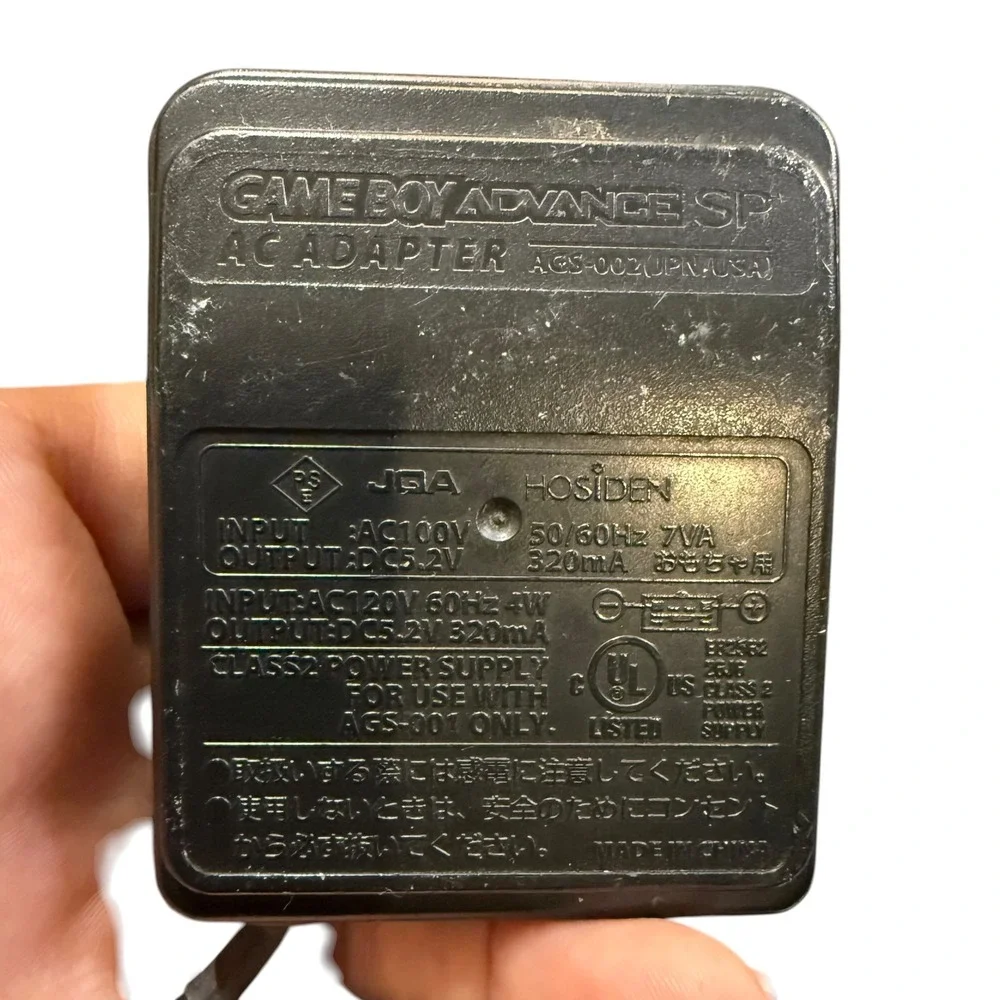 Nintendo AC Adapter AGS-002 Game Boy Advance SP DS Black Wall Charger Power Cord